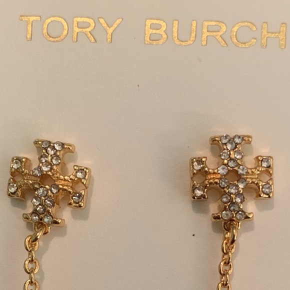 Tory Burch Kira crystal pave star & moon long drop earrings - Picture 4 of 8